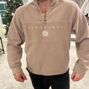 Alphalete Men's Sherpa Beige Zip-Up Sweater